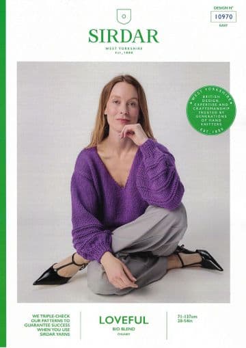 Sirdar Chunky Knitting Pattern - 10970 Ladies Sweater