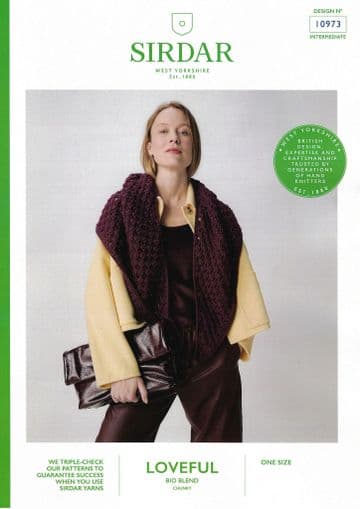 Sirdar Chunky Knitting Pattern - 10973 Ladies Shawl