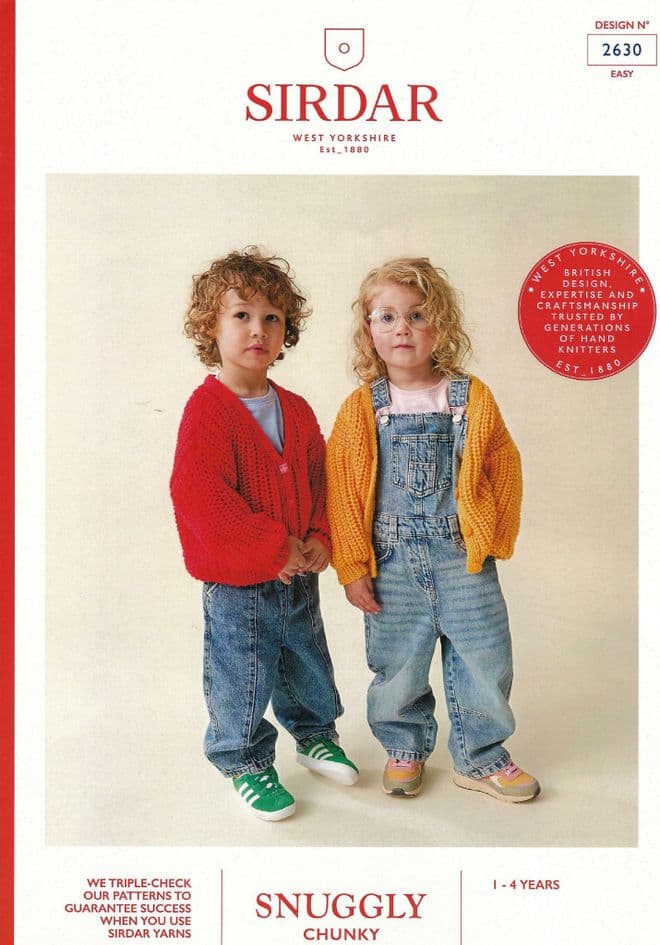 Sirdar Chunky Knitting Pattern - 2630 Children's Cardigans (1 - 4 Years)