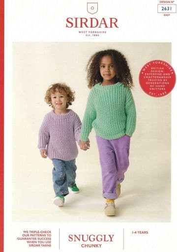 Sirdar Chunky Knitting Pattern - 2631 Children's Sweaters (1 - 4years)