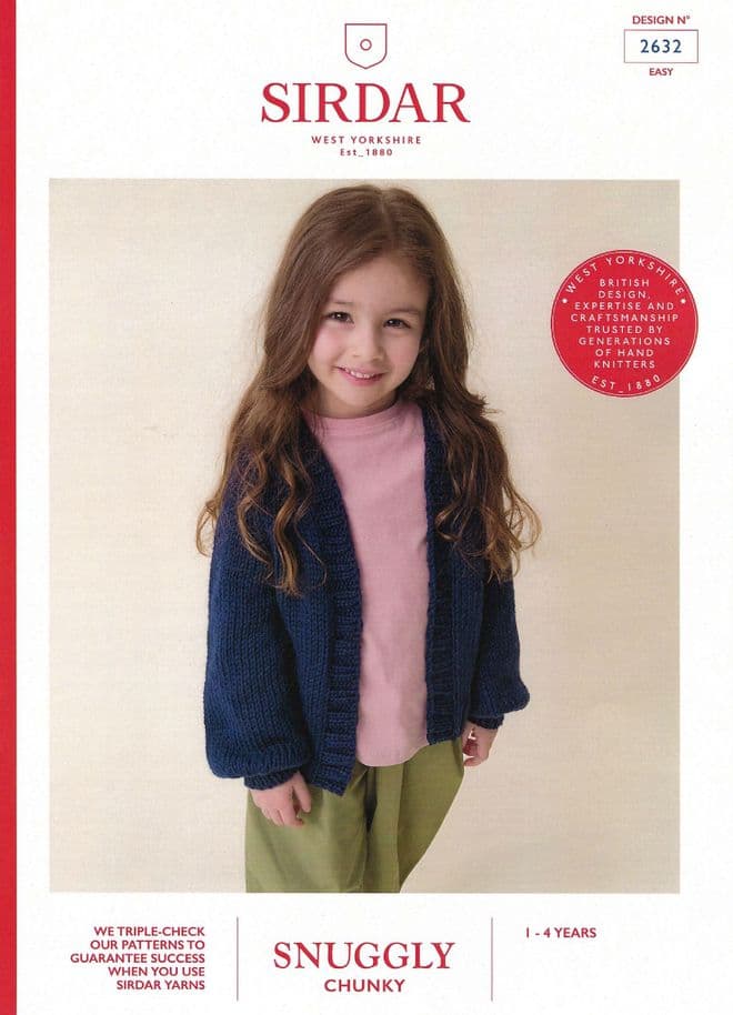 Sirdar Chunky Knitting Pattern - 2632 Children's Cardigan (1 - 4  years)