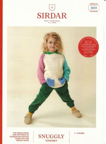 Sirdar Chunky Knitting Pattern - 2633 Childrens Hooded Sweater ( 1 - 4 years)