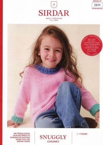 Sirdar Chunky Knitting Pattern - 2634 Children's Sweater (1 - 4 years)