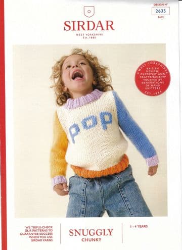 Sirdar Chunky Knitting Pattern - 2635 Children's Sweater (1 - 4 years)