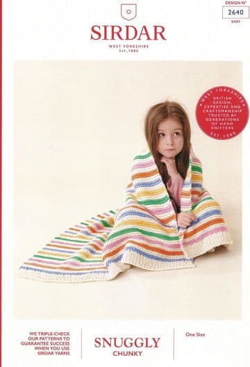 Sirdar Chunky Knitting Pattern - 2640 Rainbow Blanket
