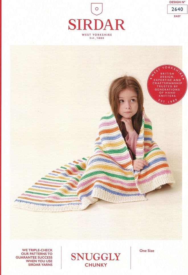 Sirdar Chunky Knitting Pattern - 2640 Rainbow Blanket