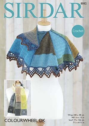 Sirdar Colourwheel DK - 8082 Wrap & Scarf Crochet Pattern