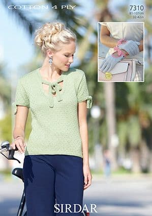 Sirdar Cotton 4ply - 7310 Top and Gloves Knitting Pattern