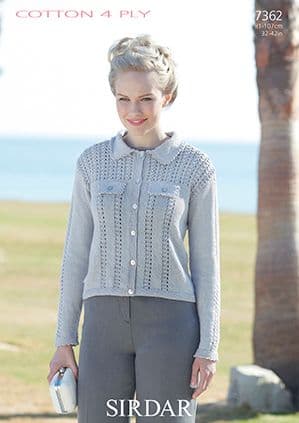 Sirdar Cotton 4ply - 7362 Jacket Knitting Pattern