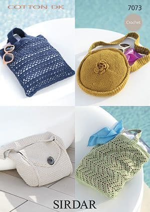 Sirdar Cotton DK Crochet Pattern - 7073 Bags