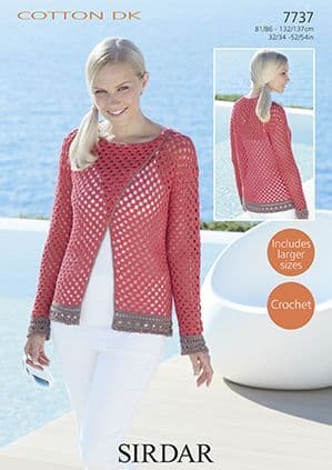 Sirdar Cotton DK Crochet Pattern - 7737 Sweater