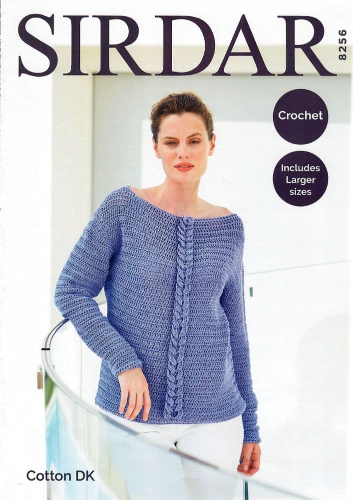 Sirdar Cotton DK Crochet Pattern 8256 Sweater