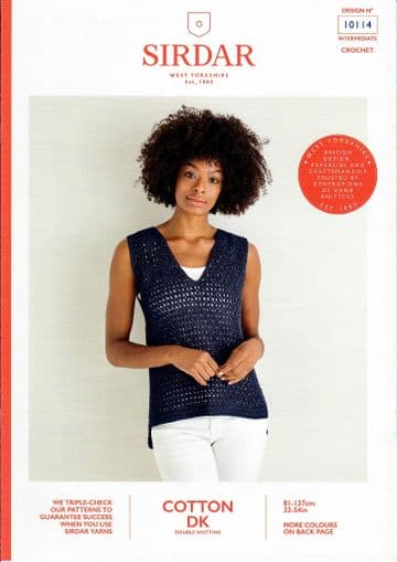 Sirdar Cotton DK Crochet Pattern Booklet - 10114 Sleeveless Vest Top