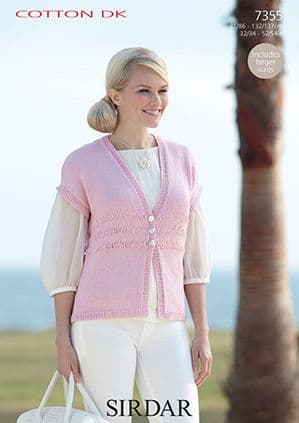 Sirdar Cotton DK Knitting Pattern - 7355 Waistcoat