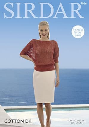 Sirdar Cotton DK Knitting Pattern - 7916 Top