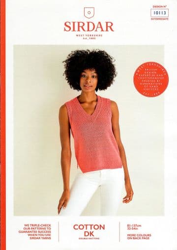 Sirdar Cotton DK Knitting Pattern Booklet - 10113 Sleeveless Vest Top