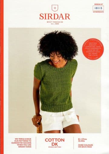 Sirdar Cotton DK Knitting Pattern Booklet - 10115 Sweater Top