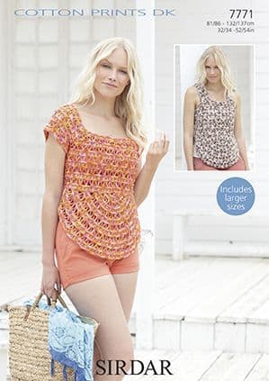 Sirdar Cotton Prints DK - 7771 Tops Knitting Pattern
