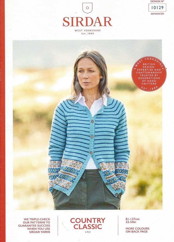 Sirdar Country Classic 4 ply Knitting Pattern Booklet 10129 Cardigan