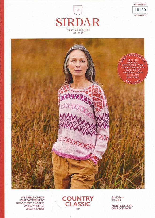 Sirdar Country Classic 4 ply Knitting Pattern Booklet - 10130 Sweater
