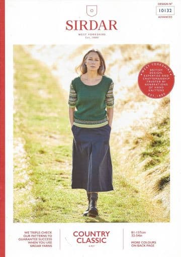 Sirdar Country Classic 4 ply Knitting Pattern Booklet - 10132 Fair Isle Sleeved Top