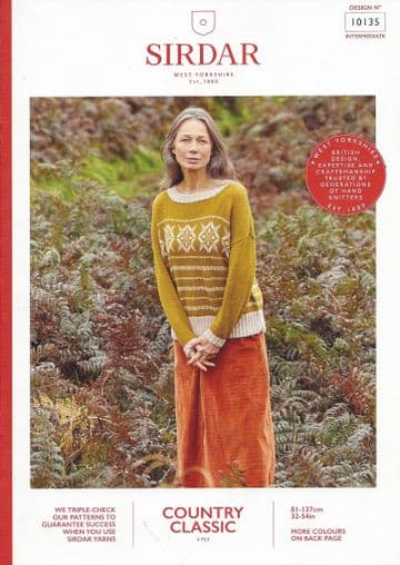 Sirdar Country Classic 4 ply Knitting Pattern Booklet - 10135 Sweater