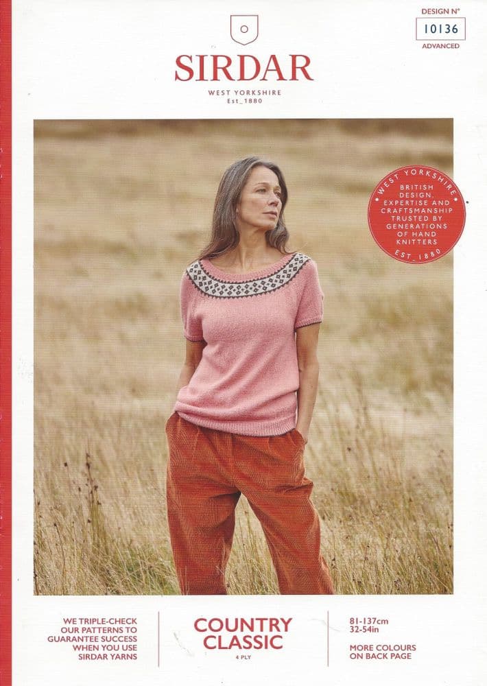 Sirdar Country Classic 4 ply Knitting Pattern Booklet 10136 Top