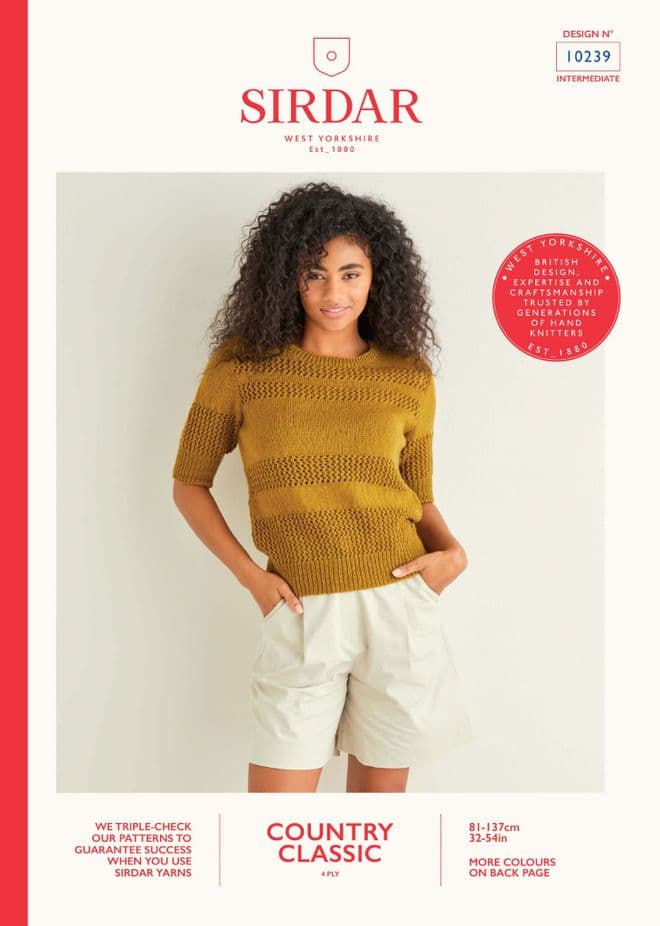 Sirdar Country Classic 4 ply Knitting Pattern Booklet - 10239 Top
