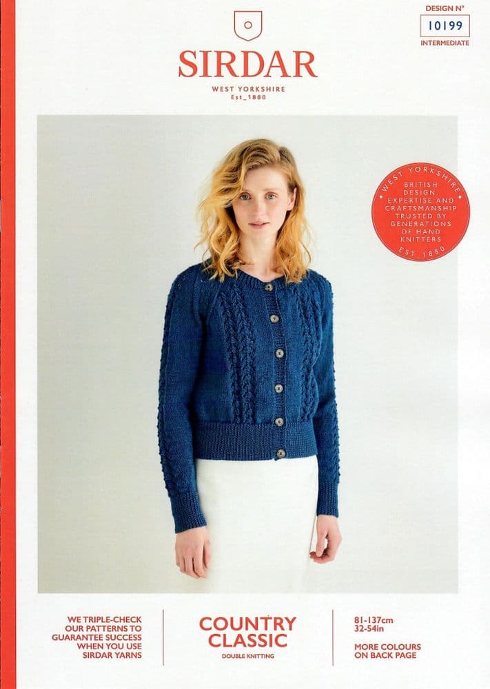 Sirdar Country Classic DK Knitting Pattern Booklet 10199 Cardigan