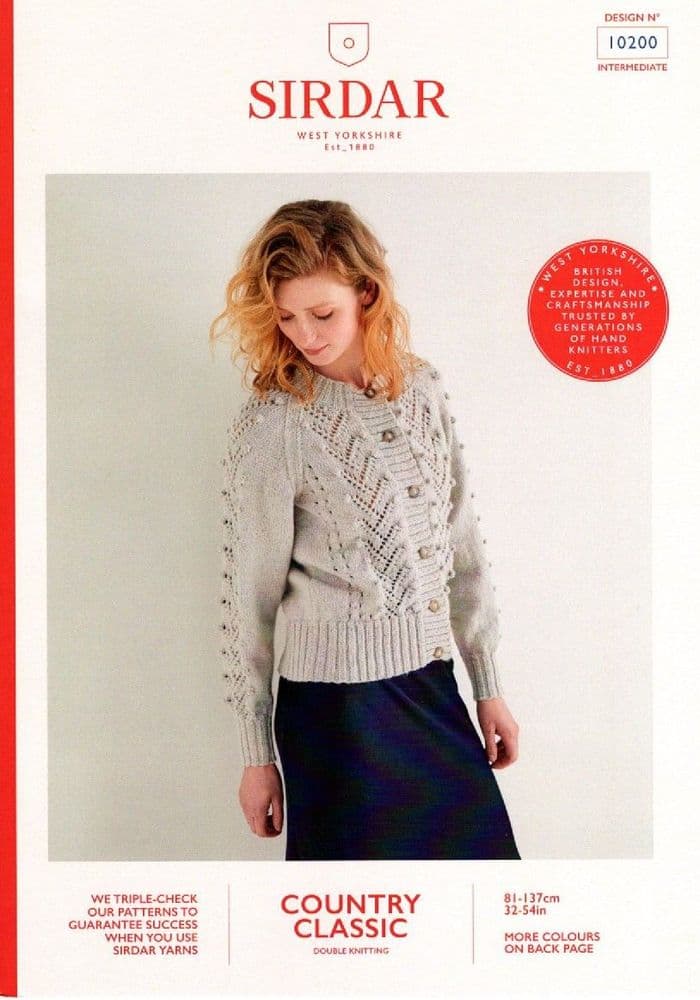 Sirdar Country Classic DK Knitting Pattern Booklet 10200 Cardigan