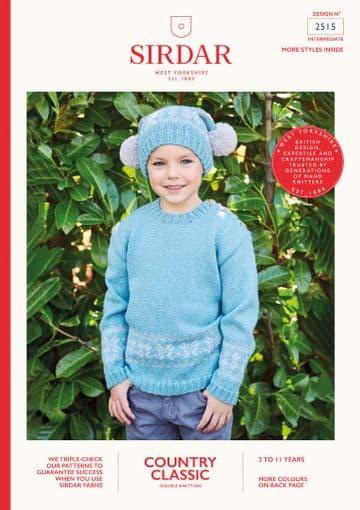 Sirdar Country Classic DK Knitting Pattern Booklet - 2515 Sweater & Hat