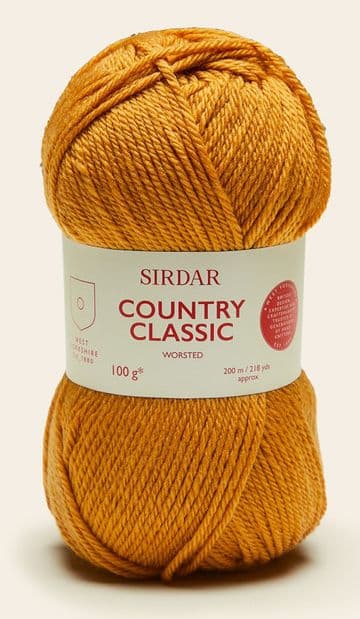 Sirdar Country Classic Worsted 100g - 677 Golden - Clearance Price £4.25