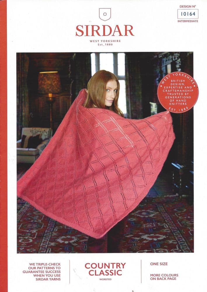 Sirdar Country Classic Worsted Knitting Pattern 10164 Throw/Blanket/Shawl