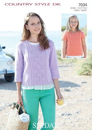 Sirdar Country Style DK - 7034 Jumper & Top Knitting Pattern