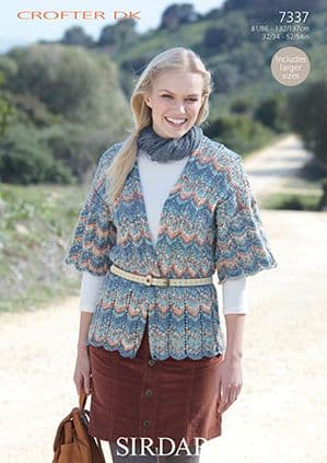 Sirdar Crofter DK - 7337 Kimono Waistcoat Knitting Pattern
