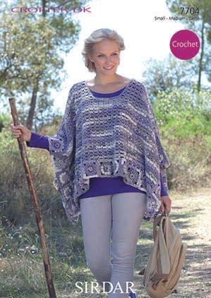 Sirdar Crofter DK - 7704 Ponchos Crochet Pattern
