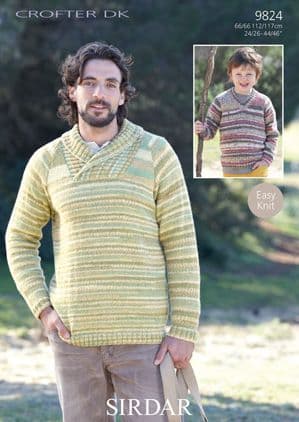 Sirdar Crofter DK - 9824 Jumpers Knitting Pattern