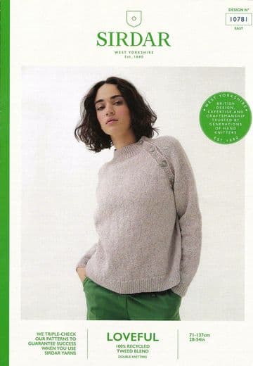 Sirdar DK Knitting Pattern - 10781 Ladies Sweater