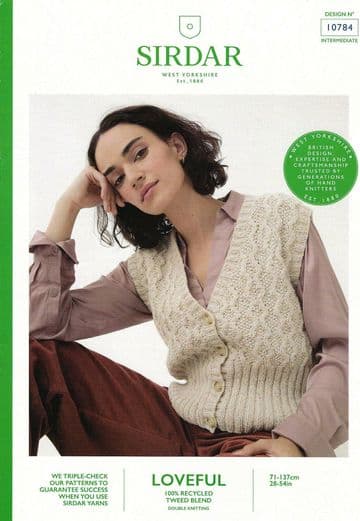 Sirdar DK Knitting Pattern - 10784 Ladies Waistcoat