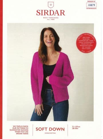 Sirdar DK Knitting Pattern - 10879 Ladies Cardigan (28 - 54ins)