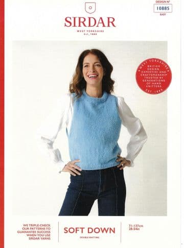 Sirdar DK Knitting Pattern - 10885 Ladies Vest (28 - 54 ins)