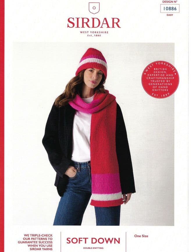 Sirdar DK Knitting Pattern - 10886 Ladies Hat & Scarf Set (One Size)