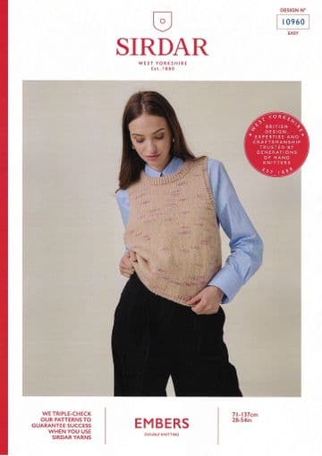 Sirdar DK Knitting Pattern - 10960 Ladies Round Neck Tank Top