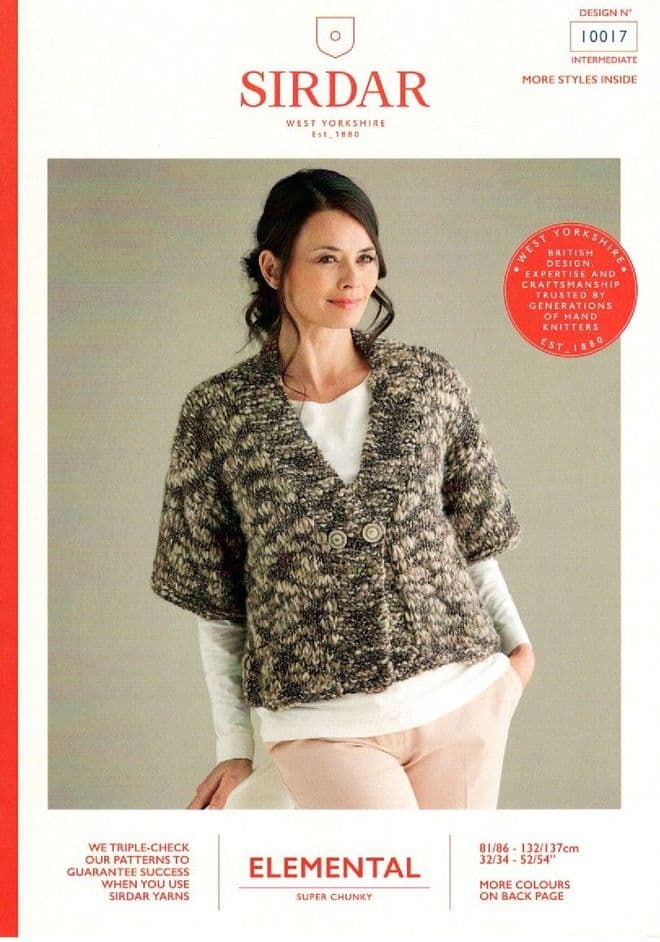 Sirdar Elemental Super Chunky Knitting Pattern - 10017 Cardigan