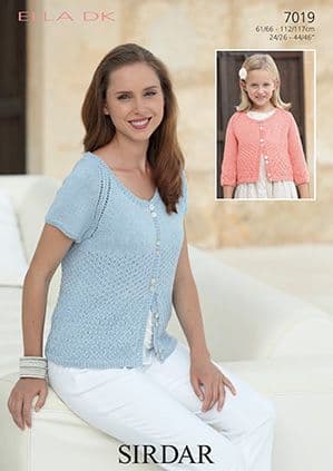 Sirdar Ella DK - 7019 Cardigans Knitting Pattern