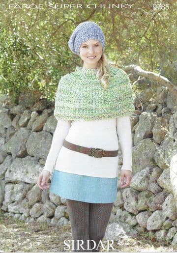 Sirdar Faroe Super Chunky - 9785 Poncho & Hat Knitting Pattern