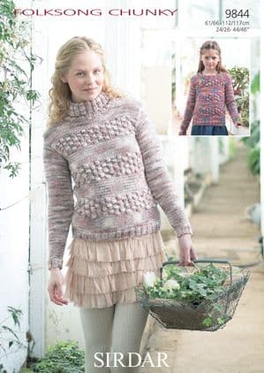 Sirdar Folksong Chunky - 9844 Jumpers Knitting Pattern