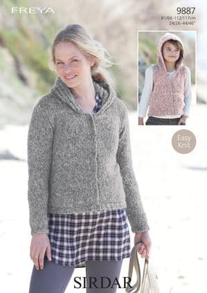 Sirdar Freya Chunky - 9887 Jacket & Gilet Knitting Pattern