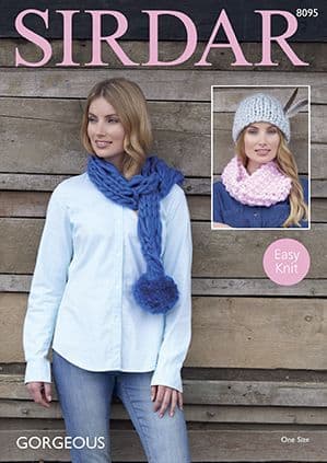 Sirdar Gorgeous - 8095 Scarf, Snood & Hat Knitting Pattern