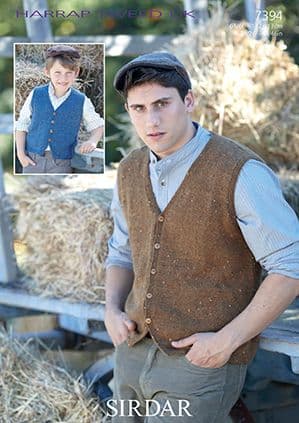 Sirdar Harrap Tweed DK - 7394 Waistcoats Knitting Pattern